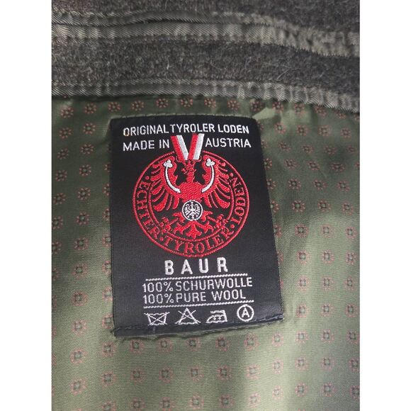 VTG Baur Original Tyroler Loden Wool Overcoat Green Sz. 48 - Picture 4 of 8